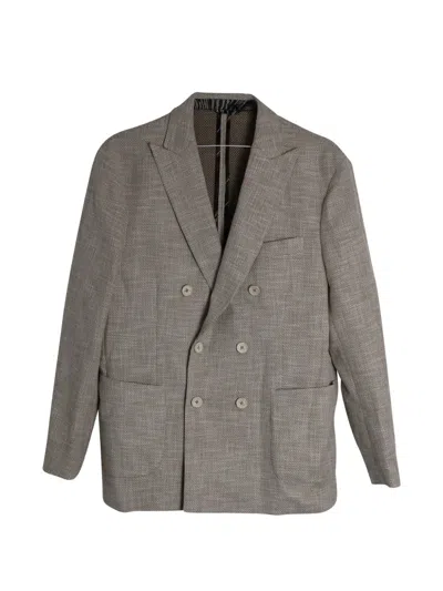 Pre-owned Etro Vintage Textured Double-breasted Blazer In Neutral