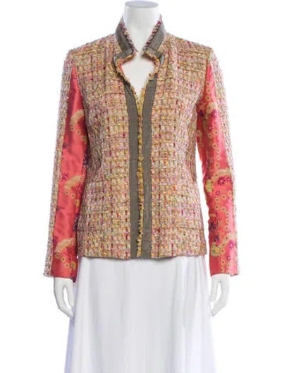 Pre-owned Etro Vintage Tweed Pattern Blazer In Pink