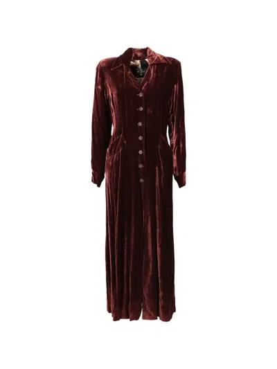 Pre-owned Etro Vintage Velvet Button-up Coat In Brown