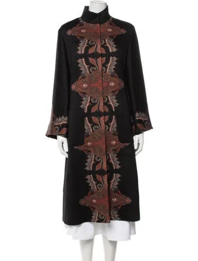 Pre-owned Etro Vintage Wool Coat In Black
