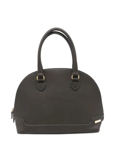 Pre-owned Etro Vintage Zipped Dome Leather Tote Bag In Green