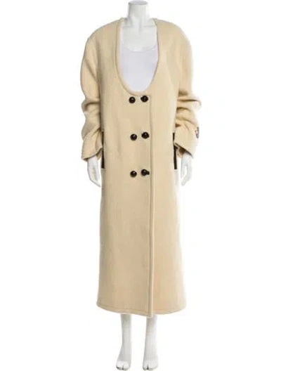 Pre-owned Etro Virgin Wool Faux Fur Coat In Neutrals