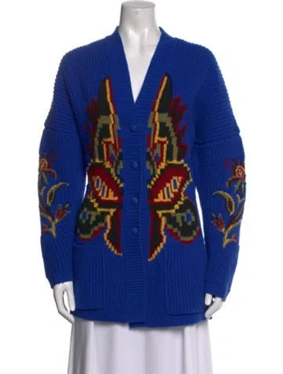 Pre-owned Etro Virgin Wool Graphic Print Sweater In Blue