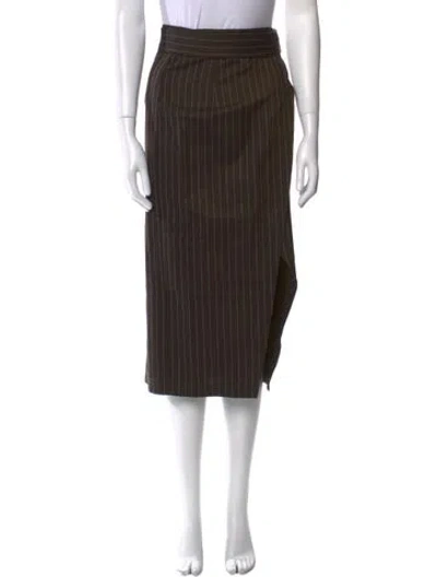 Pre-owned Etro Virgin Wool Midi Length Skirt W/ Tags In Brown