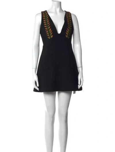 Pre-owned Etro Virgin Wool Mini Dress In Black