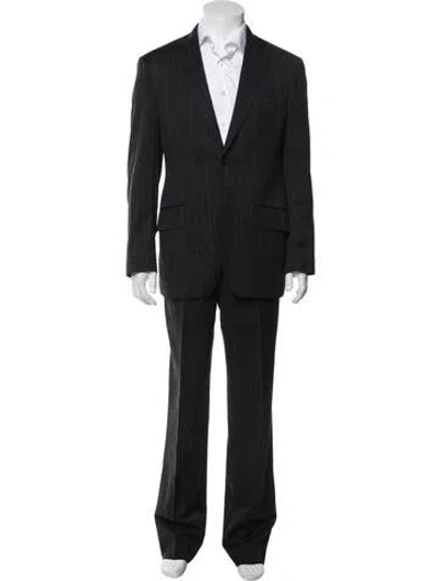 Pre-owned Etro Virgin Wool Plaid Print Two-piece Suit In Black