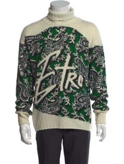 Pre-owned Etro Virgin Wool Printed Pullover In Green