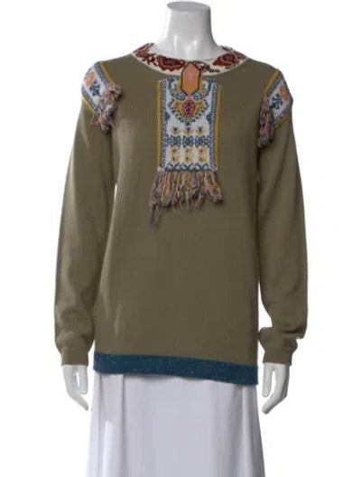 Pre-owned Etro Virgin Wool Printed Top In Green