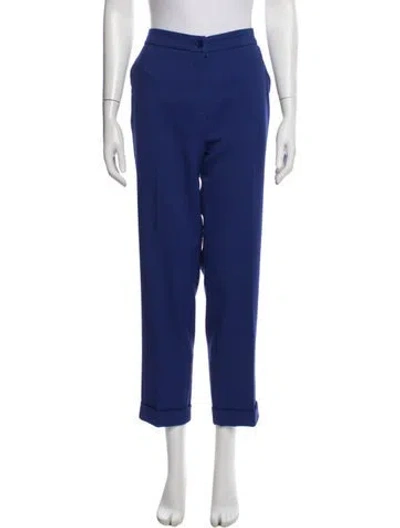 Pre-owned Etro Virgin Wool Straight Leg Pants In Blue