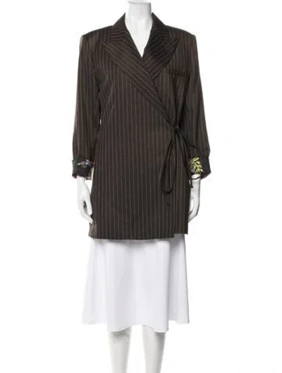 Pre-owned Etro Virgin Wool Striped Blazer In Brown