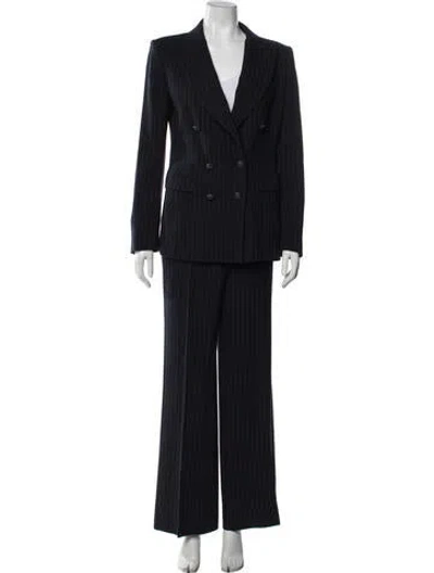 Pre-owned Etro Virgin Wool Striped Pantsuit In Black/blue