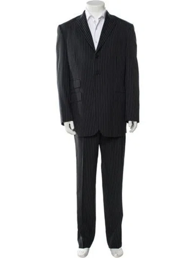 Pre-owned Etro Virgin Wool Striped Two-piece Suit In Black