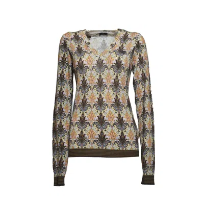 Etro Black Virgin Wool Sweater With Paisley Print In Grey