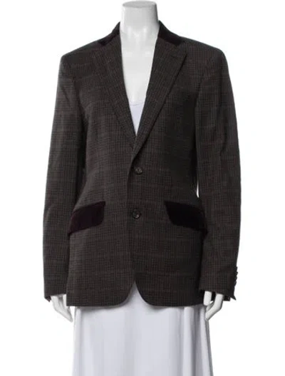 Pre-owned Etro Virgin Wool Tweed Pattern Blazer In Black