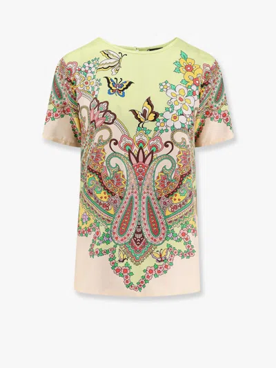 Etro Signature Print Silk T-shirt In White