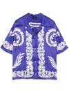 Etro Blue Floral-print Viscose Shirt In Multicolor