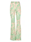 Etro Flared Viscose Pants With Vibrant Floral Pattern In Green