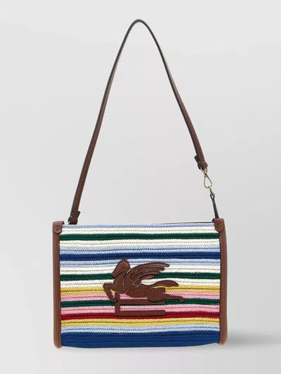 Etro Viscose Pouch With Stripes And Top Handle