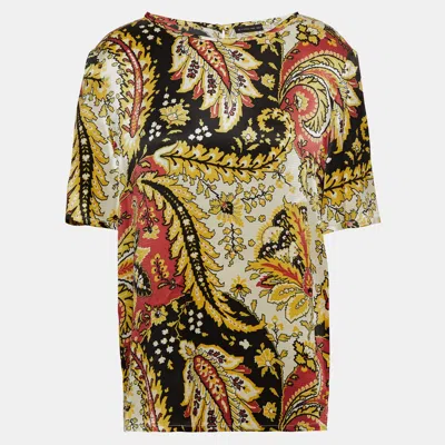 Pre-owned Etro Viscose Short Sleeved Top It 42 In Multicolor