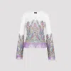 Etro Fringed Knitted Top In Stampa Fdo Bianco