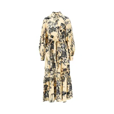Etro Viscose Twill Long Dress In Yellow