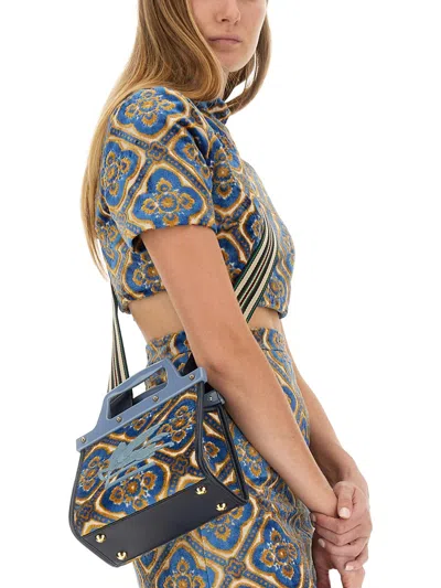 Etro Viscose-cotton Cropped Blouse In Blue
