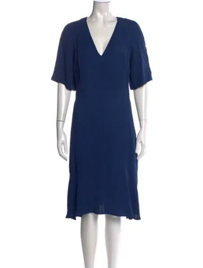 Pre-owned Etro V-neck Knee-length Dress In Blue