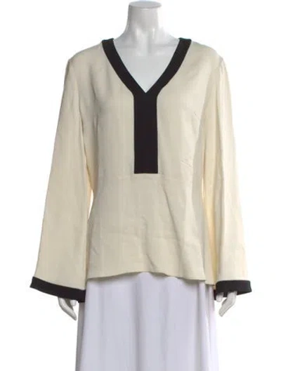 Pre-owned Etro V-neck Long Sleeve Blouse In Neutral