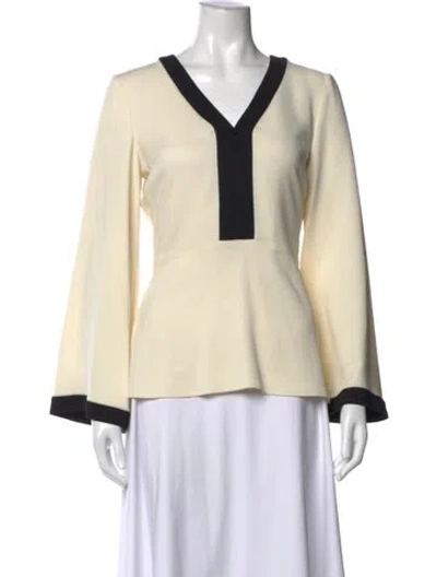 Pre-owned Etro V-neck Long Sleeve Blouse In Neutrals
