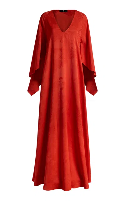 Etro V-neck Maxi Dress In Orange