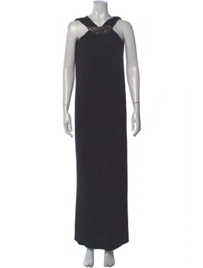 Pre-owned Etro V-neck Midi Length Dress In Gray