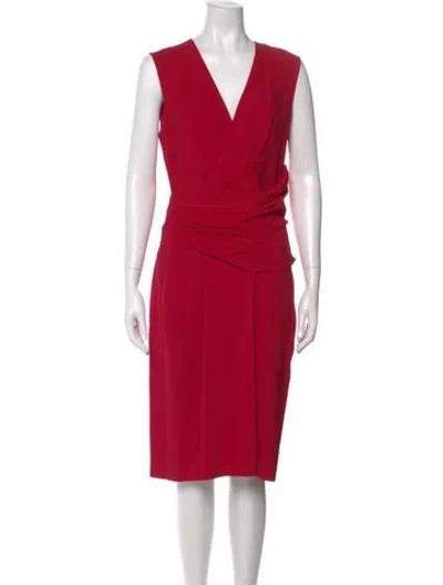 Pre-owned Etro V-neck Midi Length Dress In Red