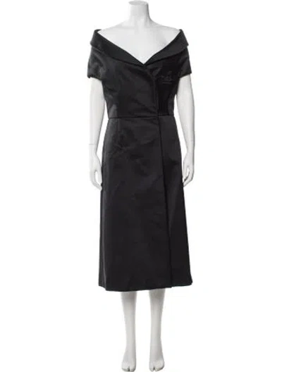 Pre-owned Etro V-neck Midi Length Dress W/ Tags In Black