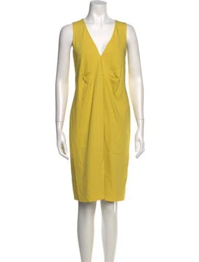 Pre-owned Etro V-neck Mini Dress W/ Tags In Yellow