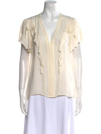 Pre-owned Etro V-neck Short Sleeve Blouse In Neutral