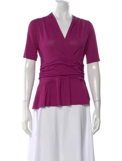 Pre-owned Etro V-neck Short Sleeve Blouse In Purple
