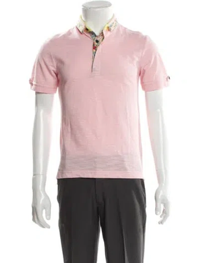 Pre-owned Etro V-neck Short Sleeve Polo Shirt In Pink