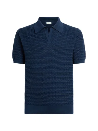 Etro V-neck Short-sleeved Knitted Sweater In Blue
