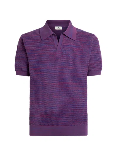 Etro V-neck Short-sleeved Knitted Sweater In Purple