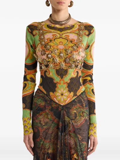Etro V-neck Top In Multi