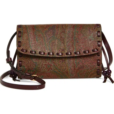 Etro Vulcano Arnica Coated Crossbody Bag In Vino