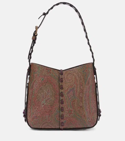 Etro Vulcano Medium Canvas Shoulder Bag In Multicoloured