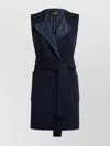 Etro Waist Belt Sleeveless Jacket Front Pockets In Blue