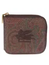 Etro Paisley Wallet With Pegaso Detail In Brown