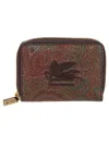 Etro Wallet In Coated Paisley Leather In Brown