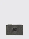 Etro Black Cotton Polyester Wallets In Gray
