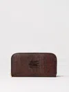 Etro Multicolour Paisley Logo Long Wallet In Brown