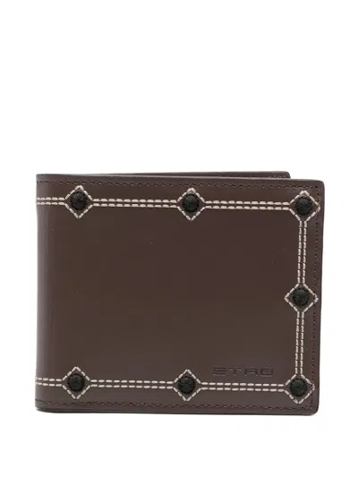 Etro Wallet Leather + Embroidery 10,5x9