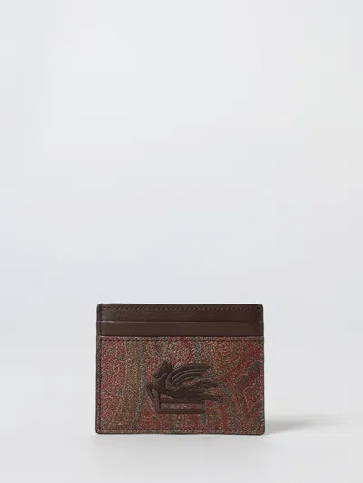 Etro Pegaso-embroidered Cardholder In Burgundy