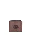 Etro Paisley Jacquard Cardholder With Pegaso Logo In Brown
